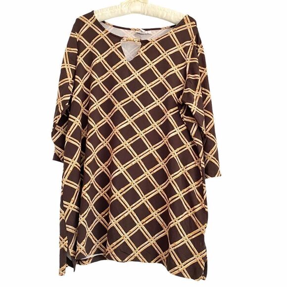 Charter Club Woman 1X Bamboo Trellis Brown Top - Picture 1 of 6